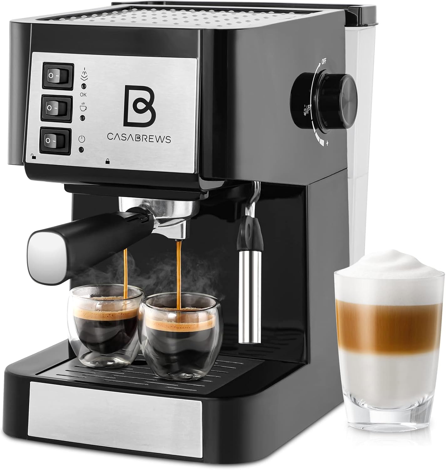 CASABREWS 20 Bar Espresso Machine, Compact Espresso Maker with Milk