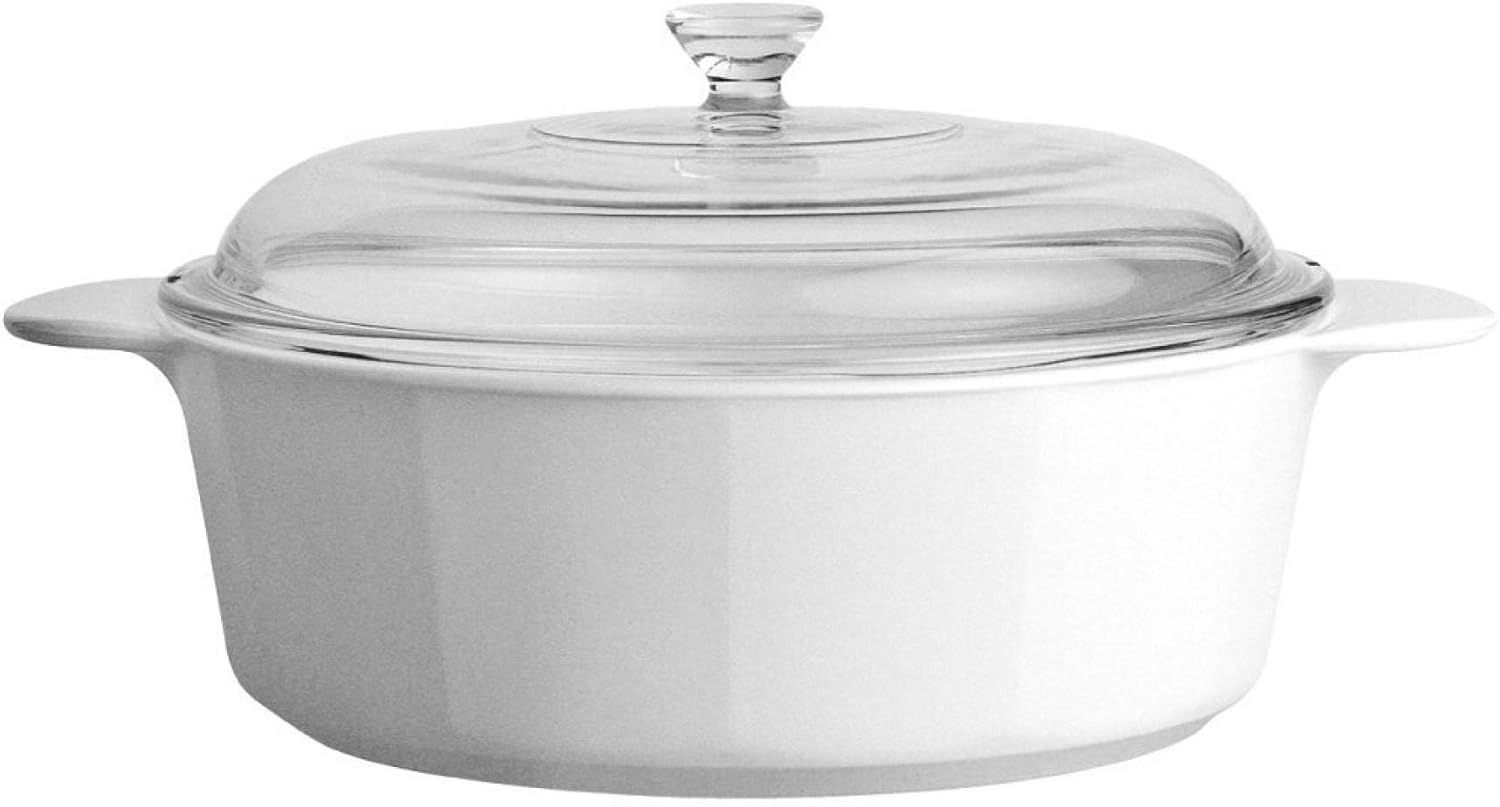 Corningware Pyroceram Classic Casserole Dish with Glass Cover, White