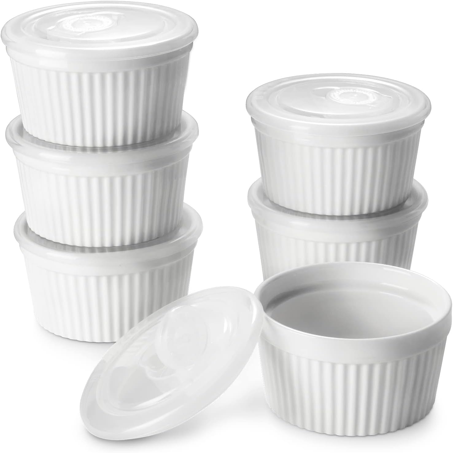 Generic DOWAN Ramekins 8 oz Oven Safe with Lids, Creme brulee Souffle