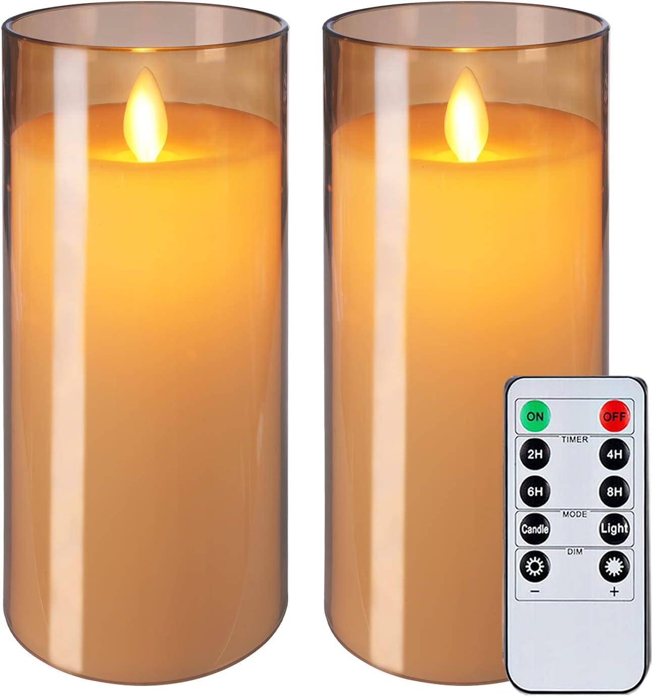 5PLOTS 5plots 3â€ x 6â€ Gold Flickering Flameless Candles, Unbreakable