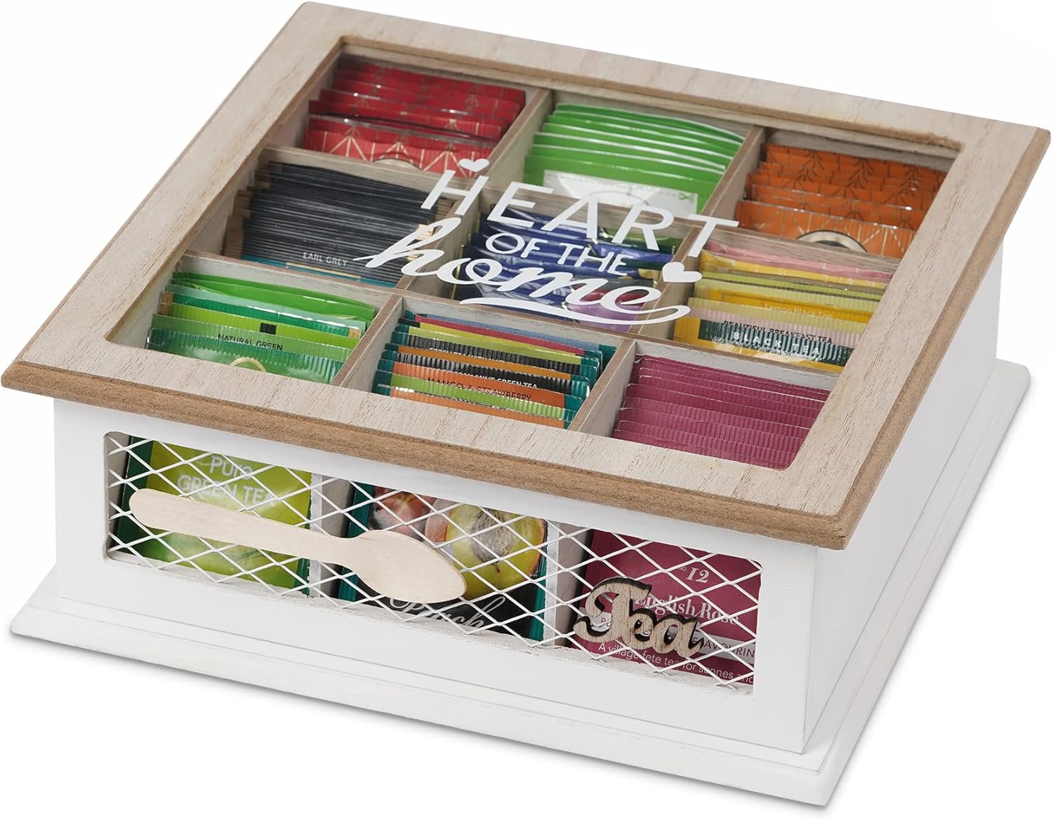 handrong Tea Box for Tea Bag Organizer Wooden Tea Bag Holder Tea Chest