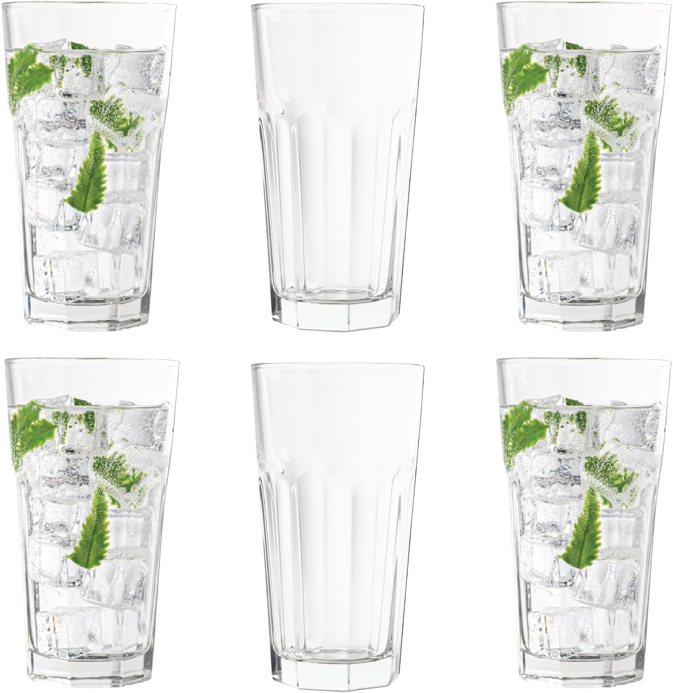 Vikko Drinking Glasses, Set of 6 Stackable Kitchen Glasses 11 Ounce