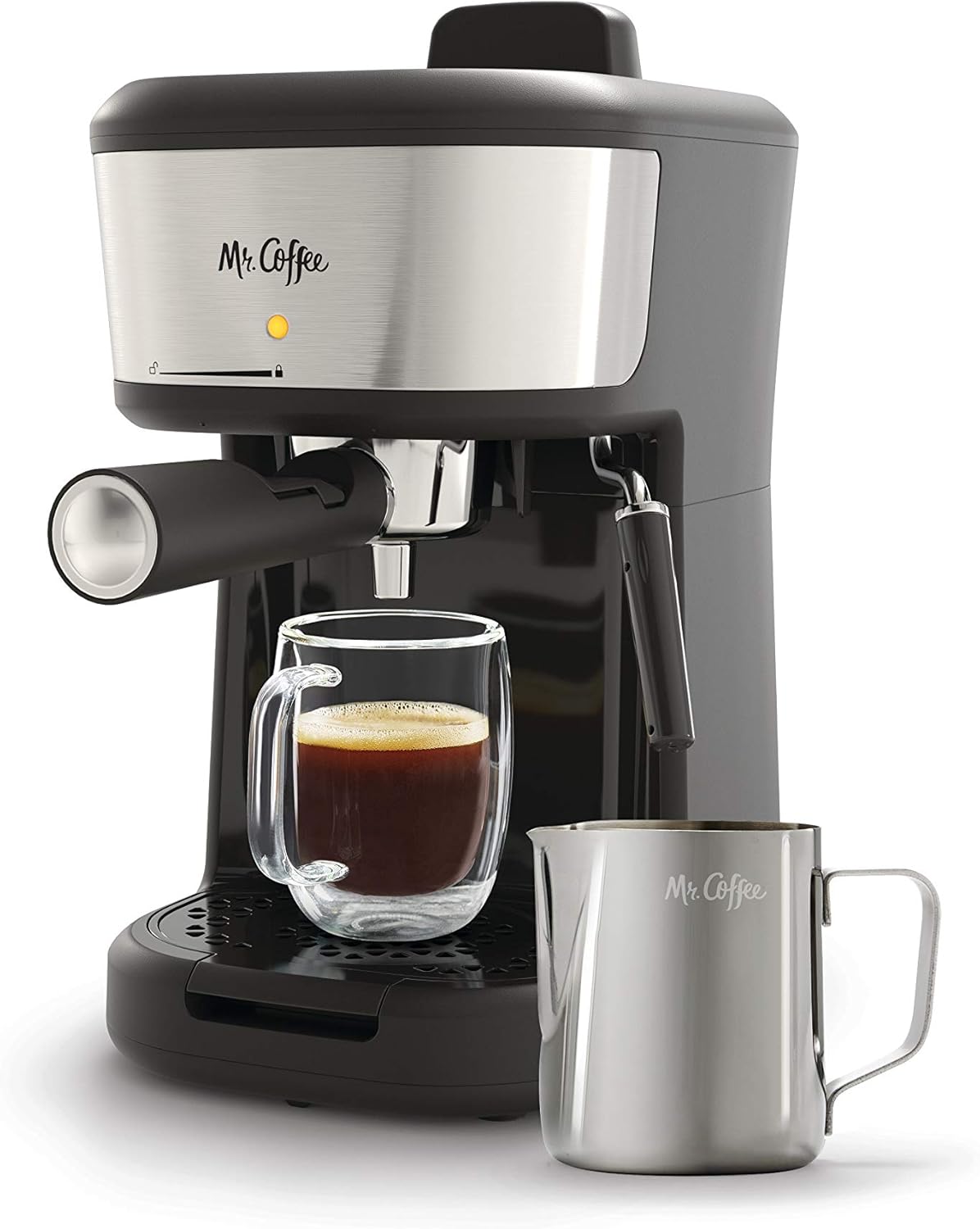 Mr. Coffee Espresso and Cappuccino Machine, Single Serve Coffee Maker with Milk Frothing Pitcher