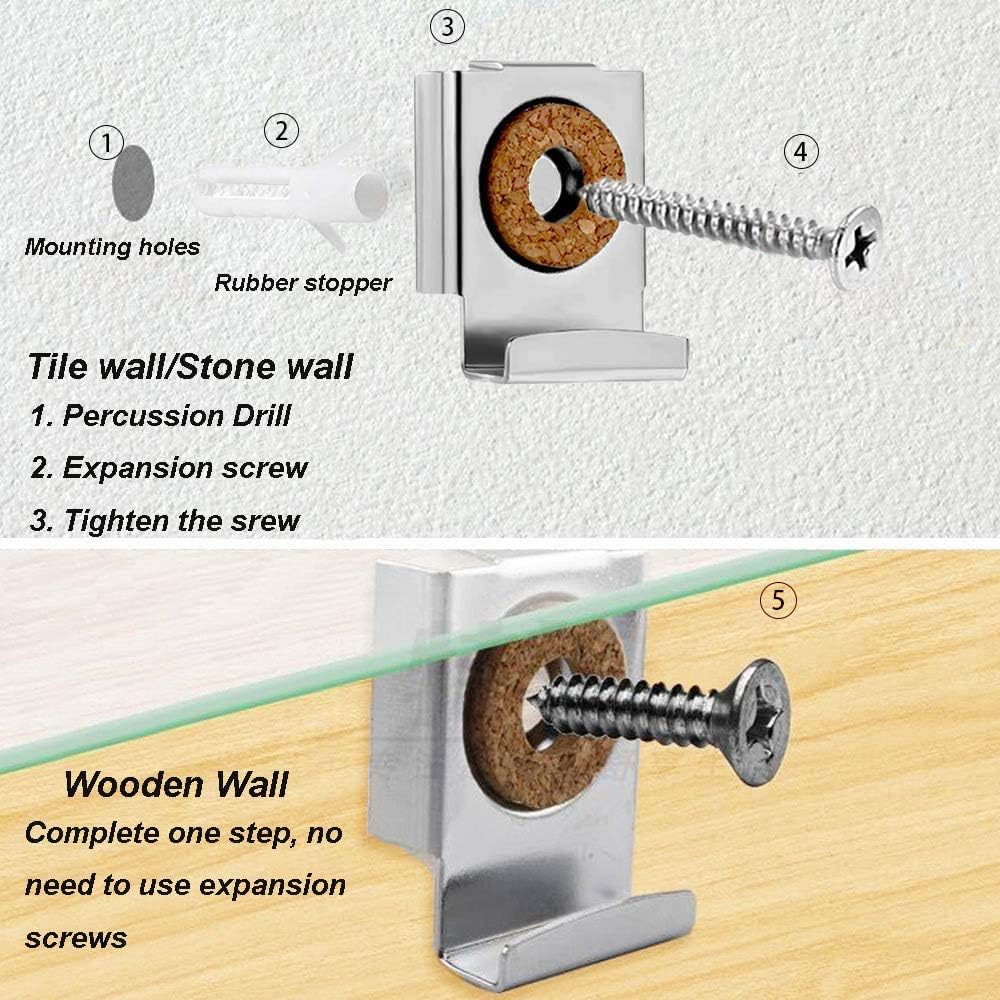 Bestgle 4 Sets/16pcs Mirror Mounting Clips Spring Loaded Mirror Hanger
