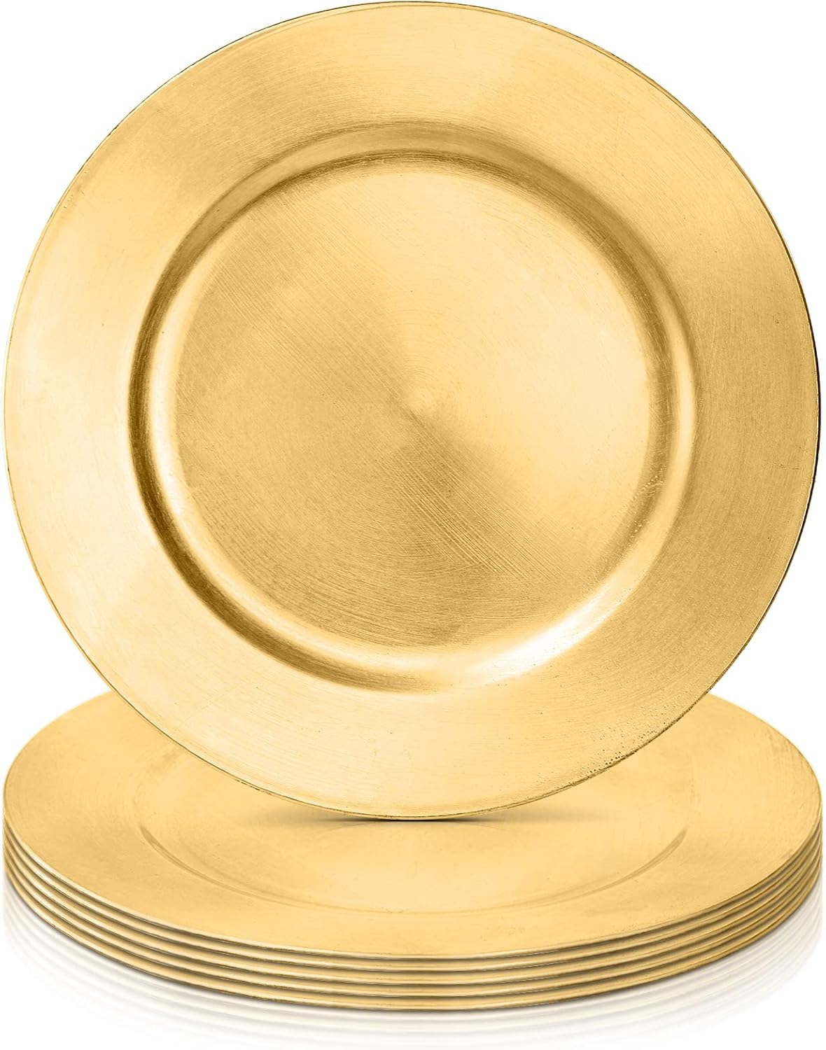ZEAYEA 6 Pack Gold Charger Plates, 13 Inch Metallic Foil Charger plates