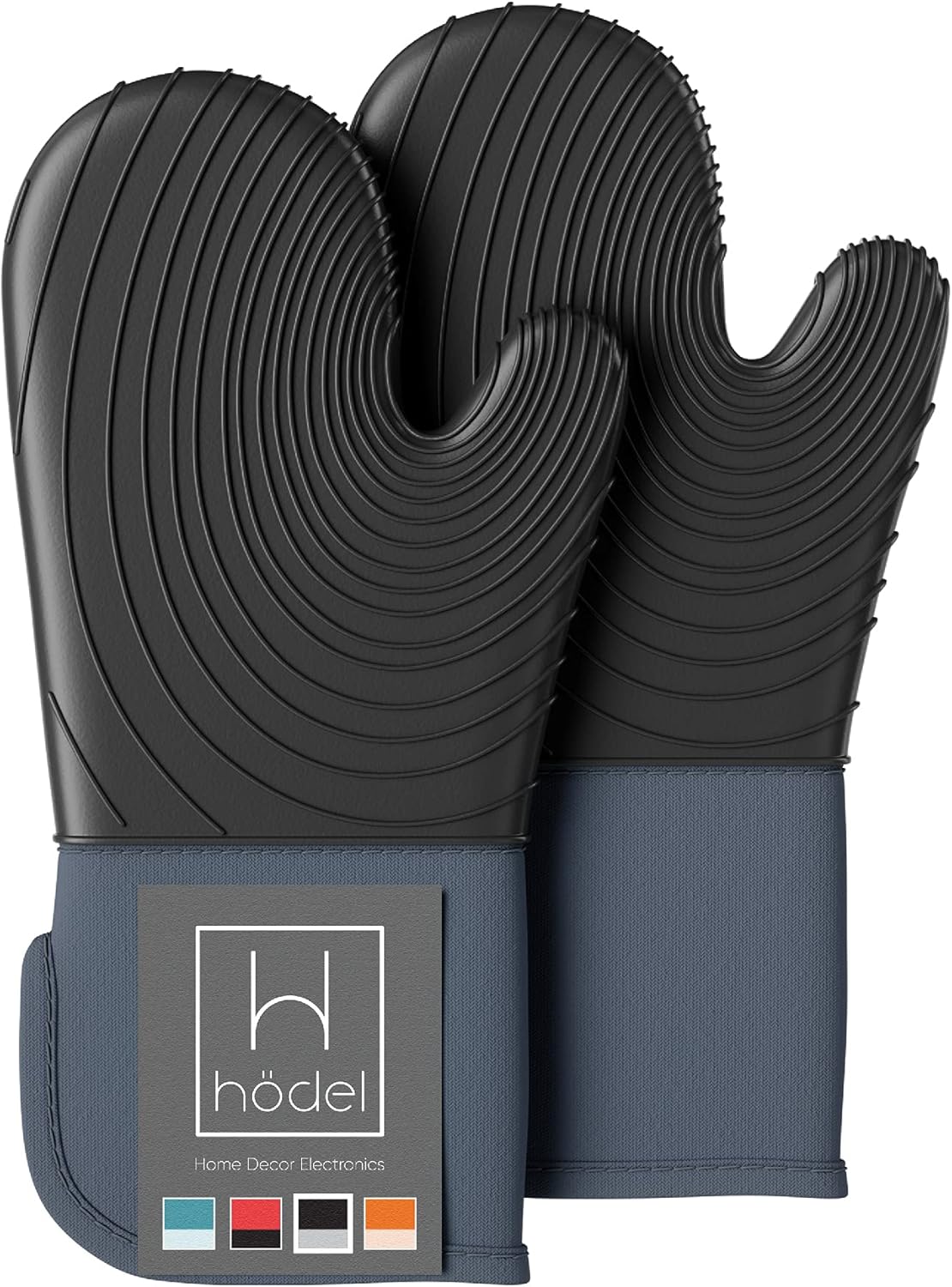 Oven Mitts Hodel Silicone Black Set of 2 Piece Oven Gloves for Kitchen