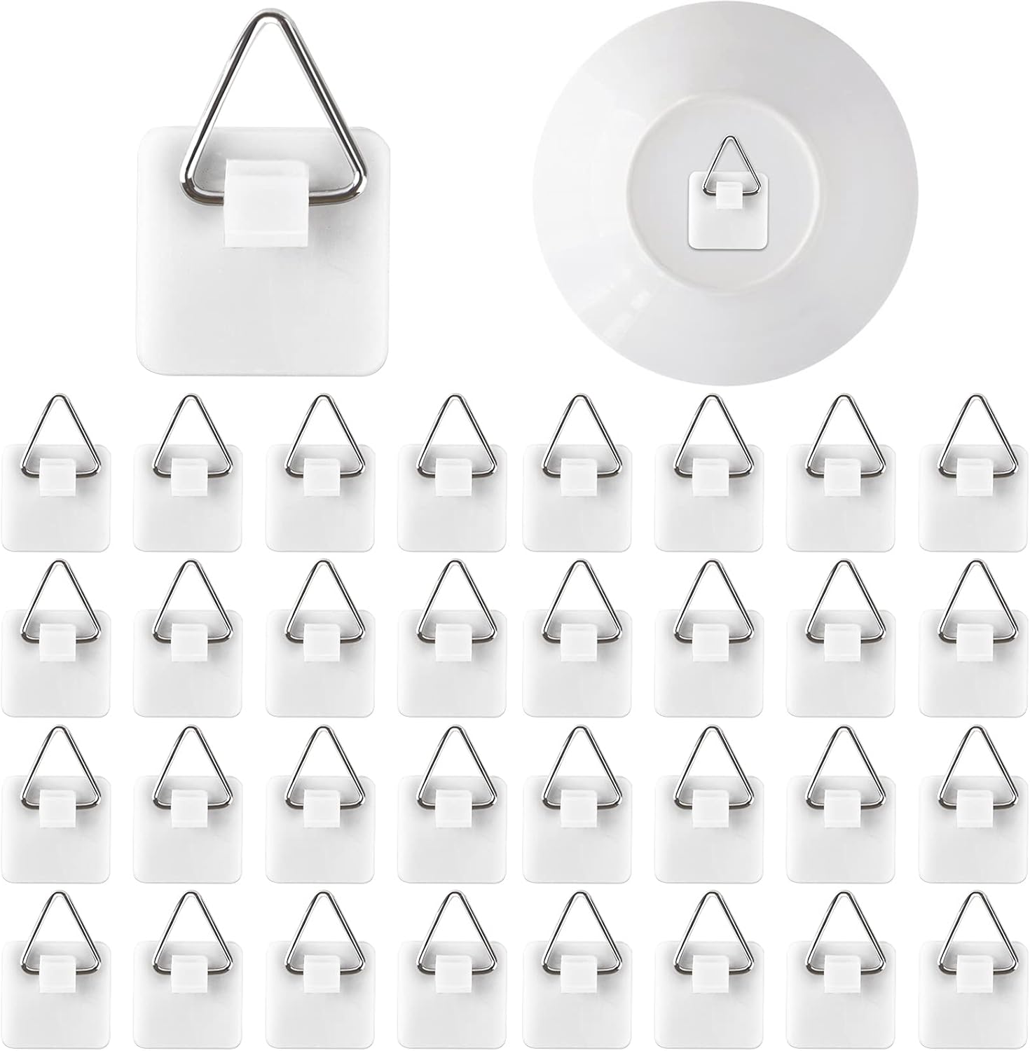 RH525 Wusteg 50 Pieces Plastic Adhesive Plate Hanger Invisible Wall Plate Hangers SelfAdhesive