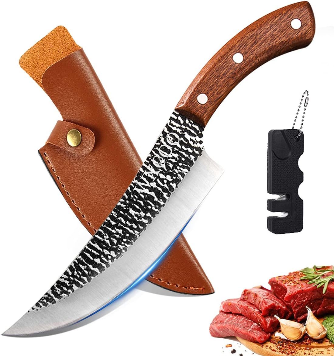 WXCOO 7Inch Viking Knife Hand Cleaver Knife High Carbon