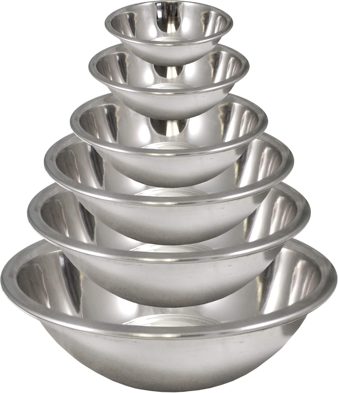 Homearray Stainless Steel Mixing Bowls Set (Set of 6) Polished Mirror