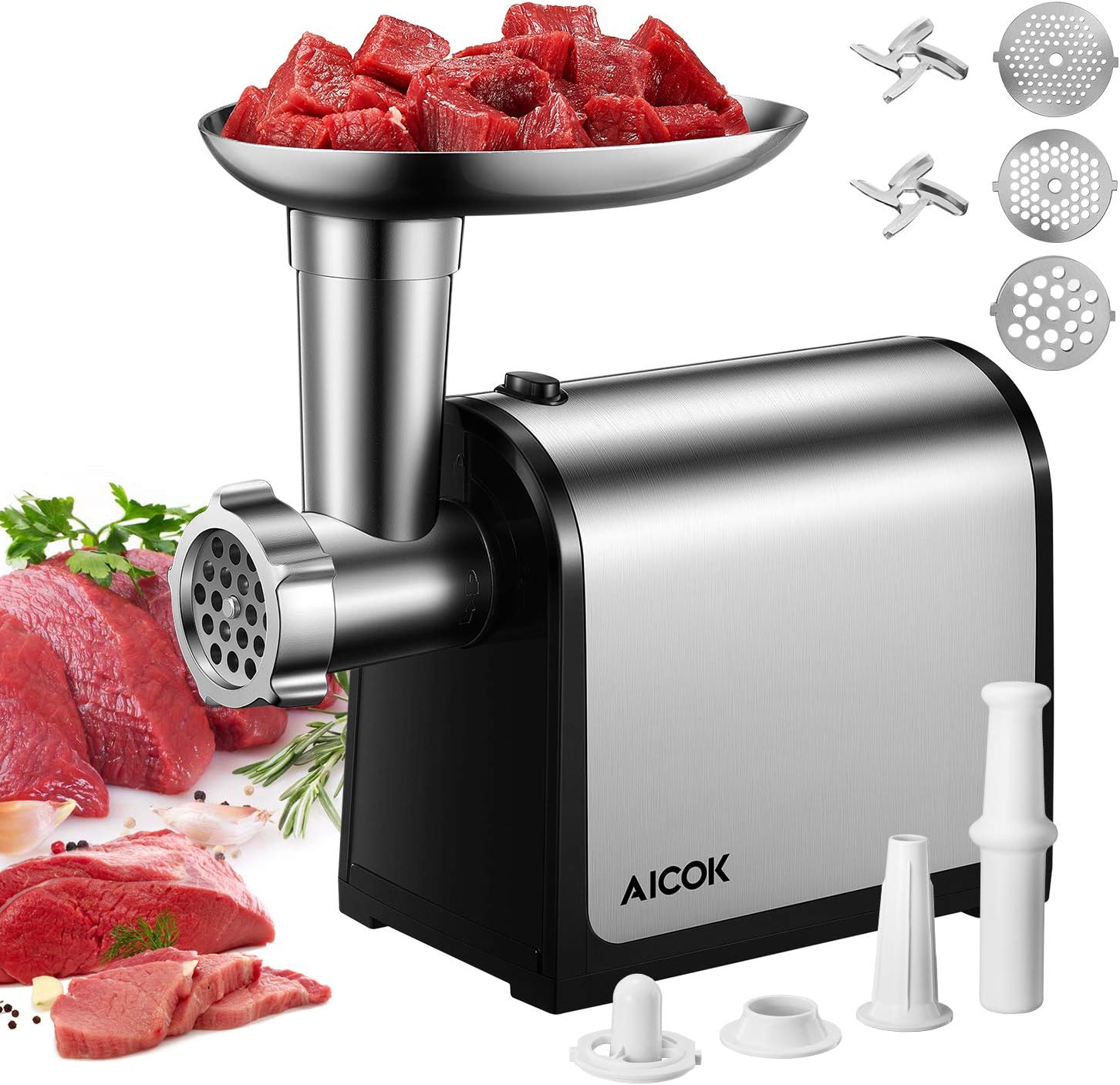 Aicok MG2430RB Electric Meat Grinder, 3IN1 Meat Mincer