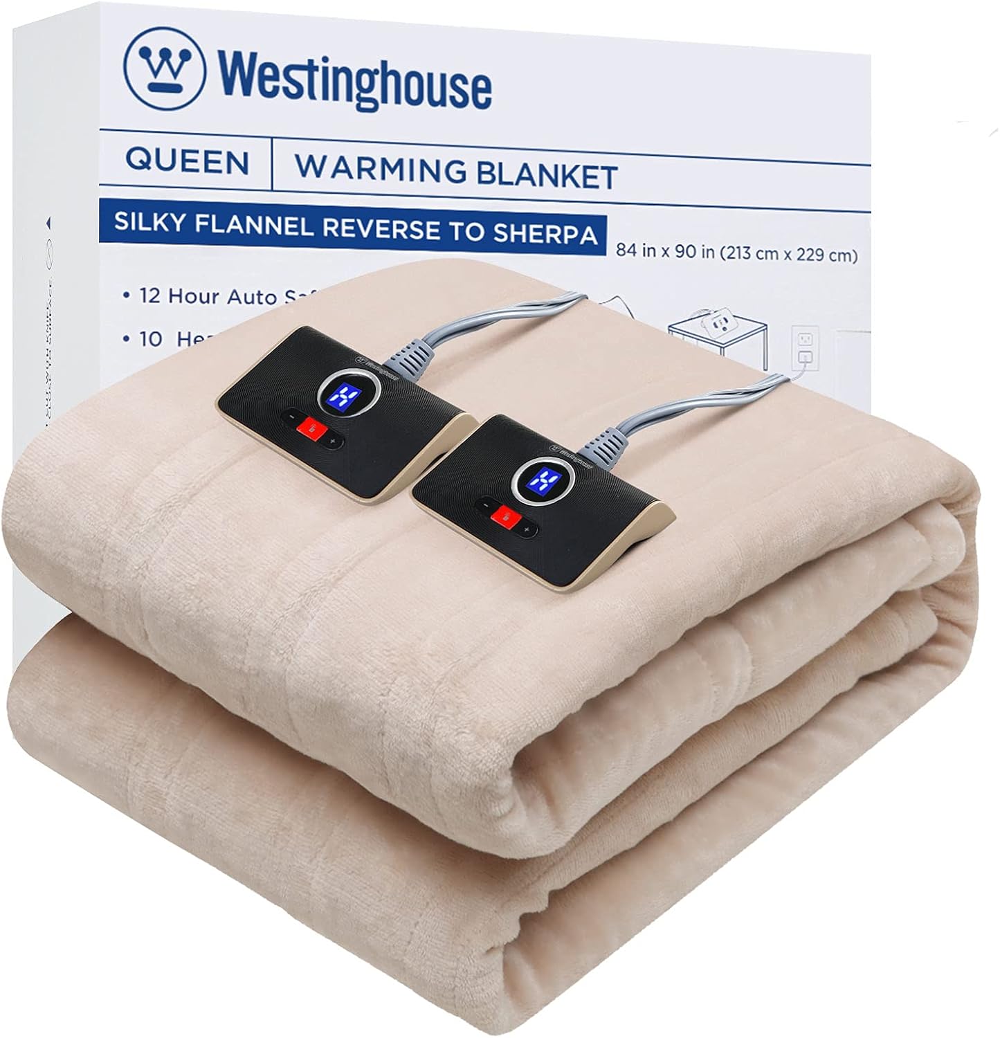 Kata Westinghouse Electric Blanket Queen Size 84"x90" Heated Throw Soft Silky Plush Flannel