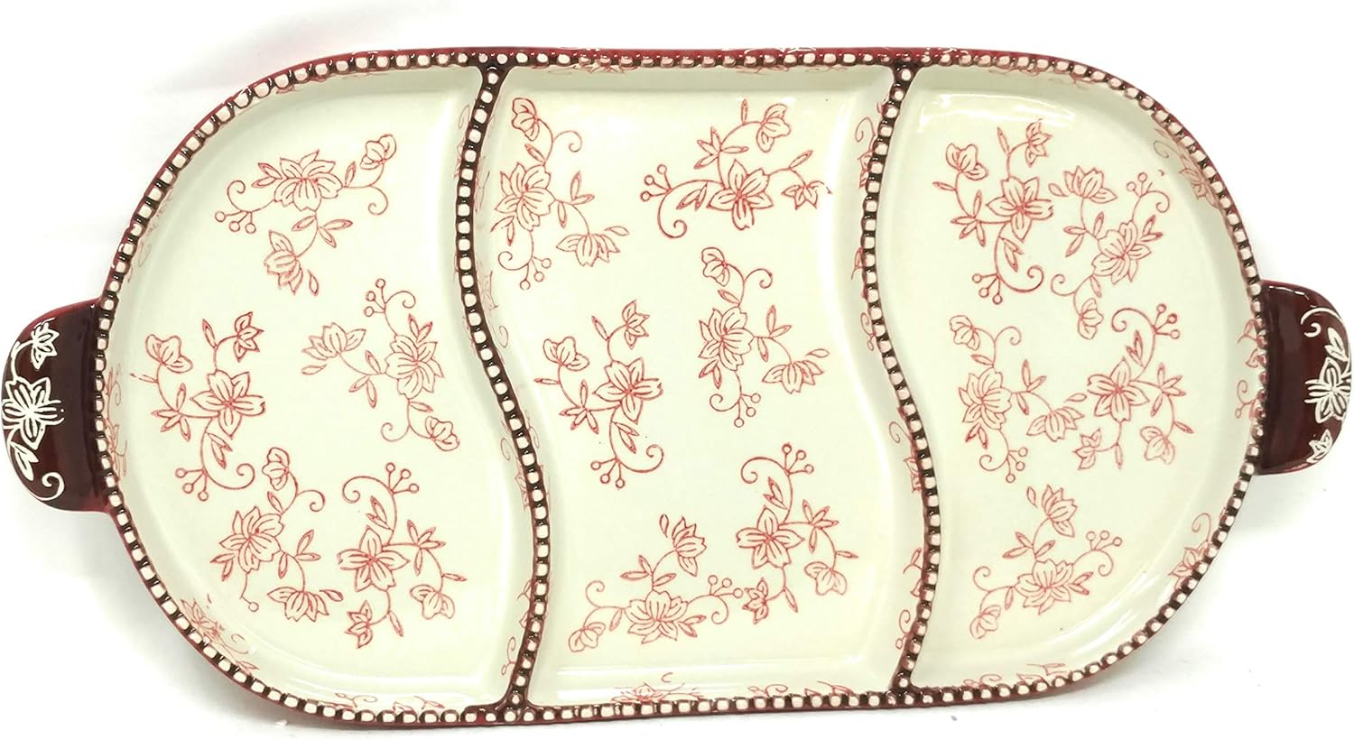 Temptations Ovenware Temptations Divided Oval Tray, Server, Appetizer