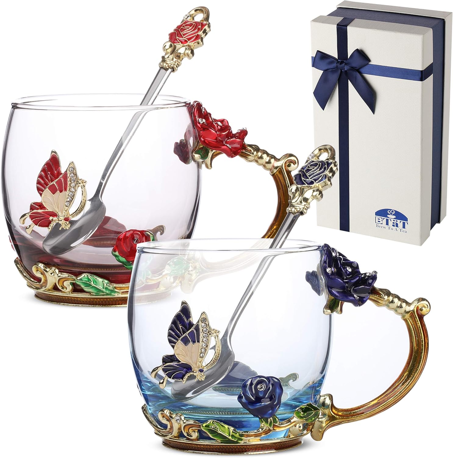 Generic BTaT Tea Cups, Pack of 2, Glass Tea Cup, Tea Cup, Fancy Tea