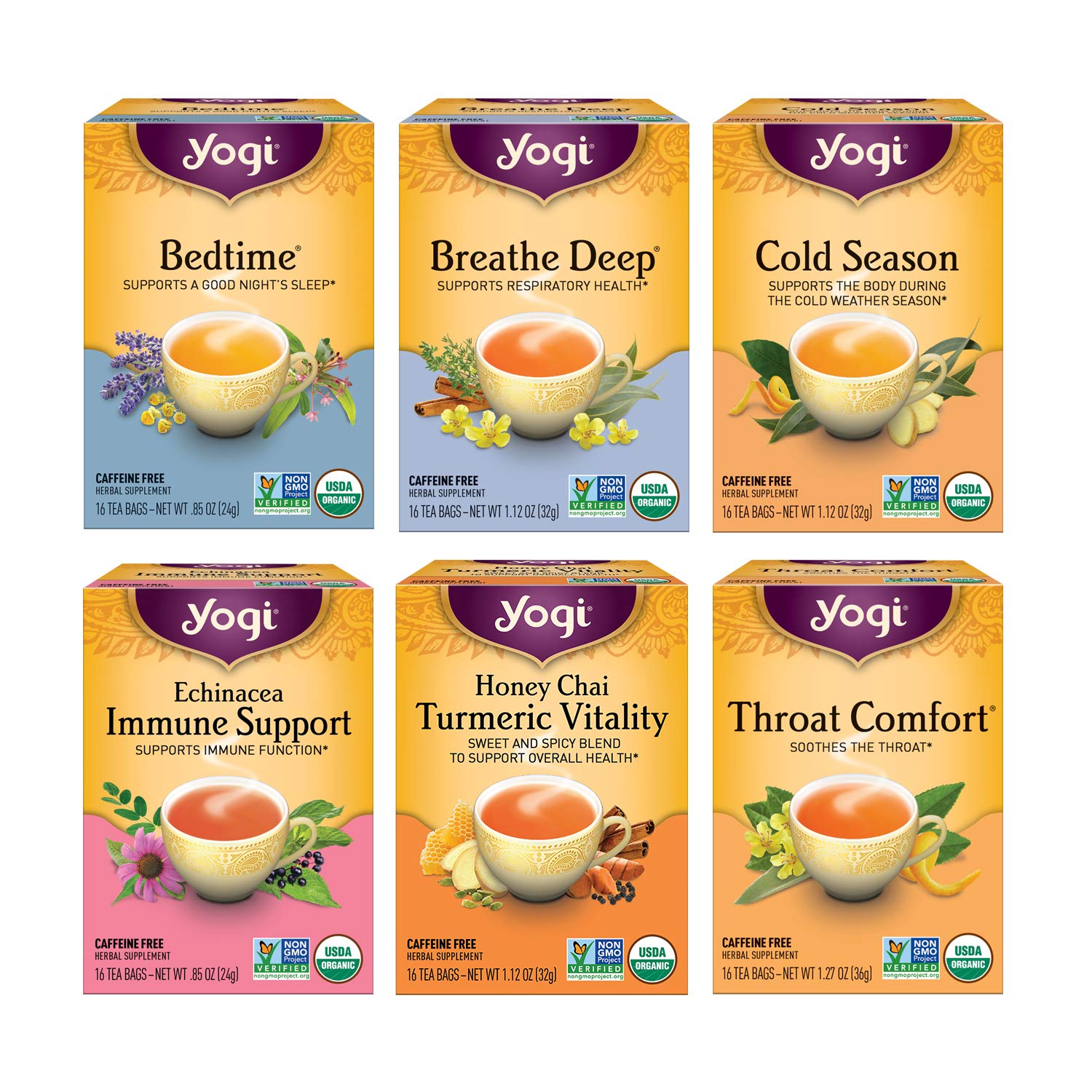 Generic Yogi Tea Get Well Variety Pack Sampler (6 Pack) Herbal Teas