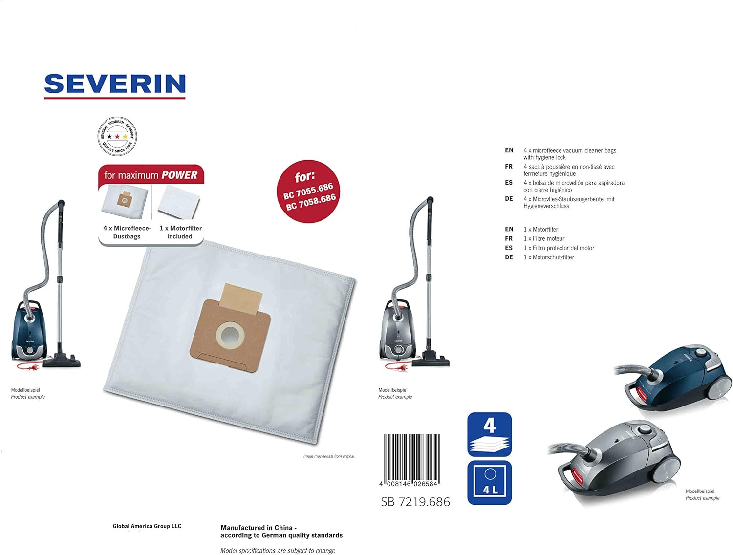 18754316 Severin Vacuum Cleaner Replacement Bags and Filter